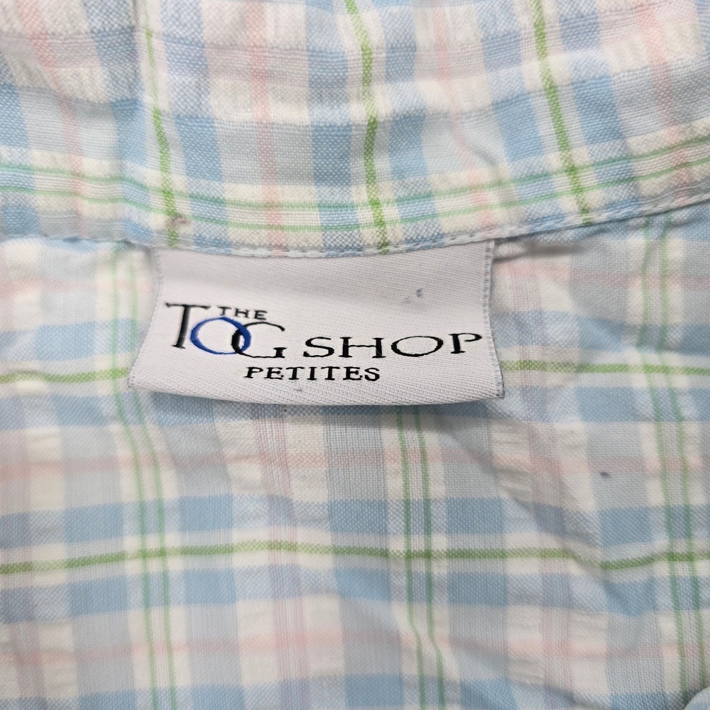 The Tog Shop Pajama Set Womens Petites 2PC Plaid Blue Ruffle Lace Cotton Blend - Picture 2 of 12